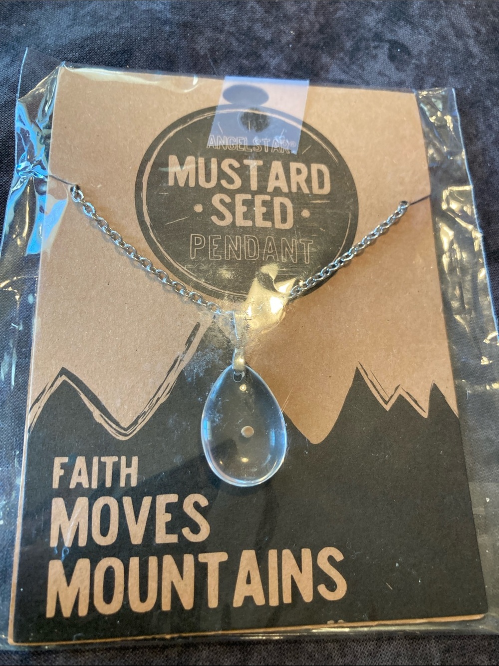 Mustard Seed Teardrop Pendant Necklace - Clear